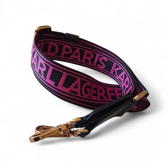Karl Lagerfeld Paris Signature Hearts Satchel Crossbody – Black/Fuchsia - Picture 15 of 15